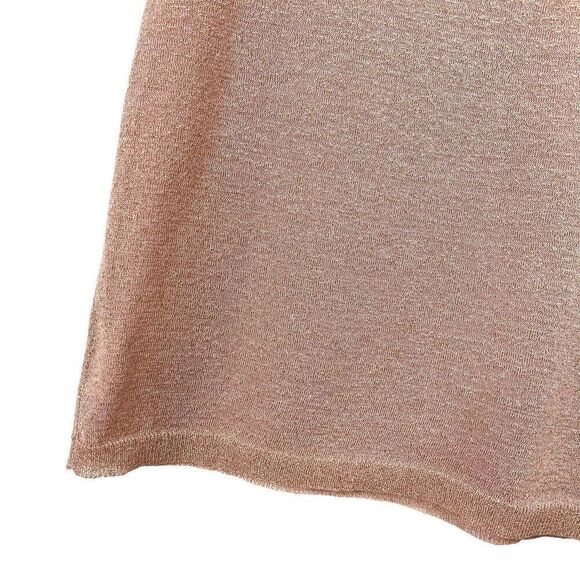 White + Warren Fine Knit Gold T shirt Blouse Sz XS metallic shimmer‎ pink - Picture 4 of 6